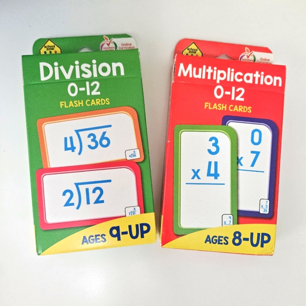 Division & Multiplication  0 - 12, Math Flash Cards School Zone Publishing New
